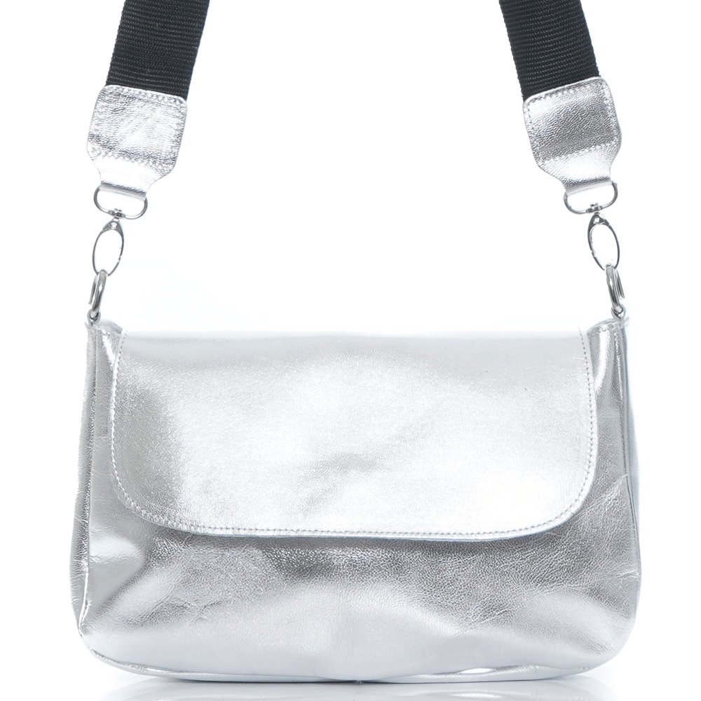 Дамска чанта от естествена кожа модел Camey silver/3